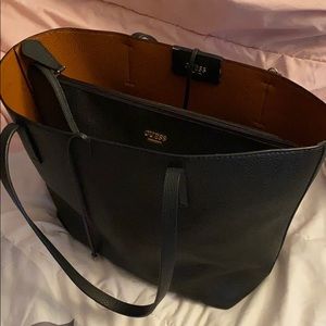 GUESS reversible tote with pouch (black/camel)